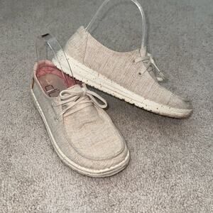 Hey Dude Wendy Chambray White Nut Slip On Shoe Sz Women's 6